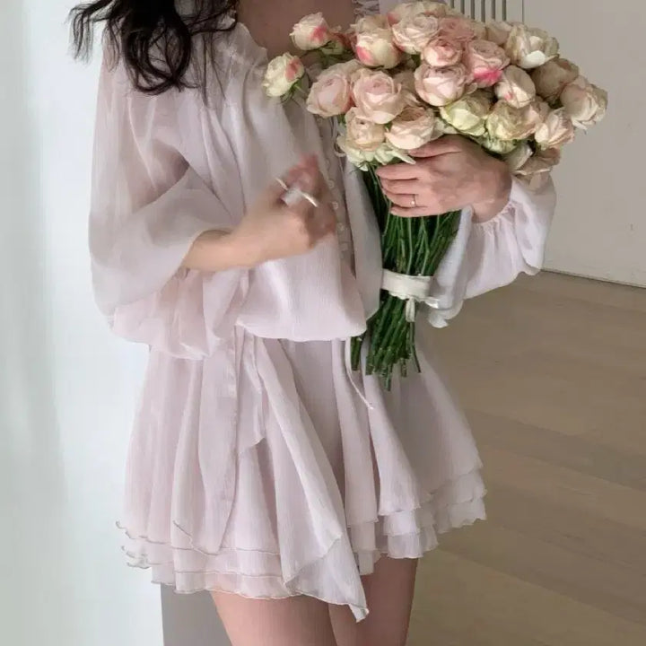 [BUNJANG] Fine Pink Rose Petal Dress / 피네 자체제작) 핑크 로즈 페탈 드레스 원피스