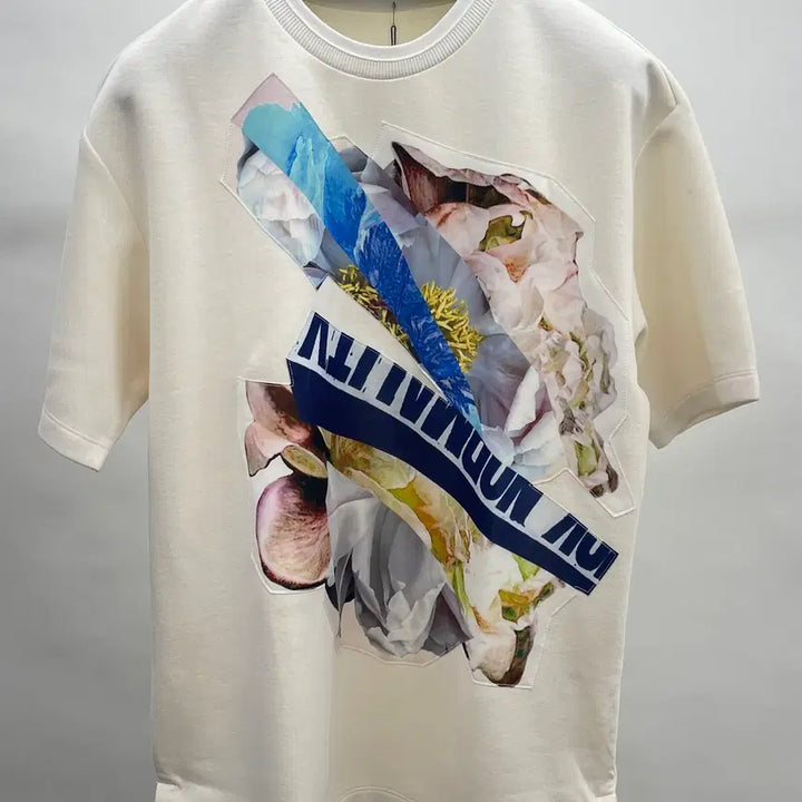 [BUNJANG] System Homme Graphic Flower Print Short Sleeve T-Shirt / 시스템옴므 원포인트 반팔티셔츠