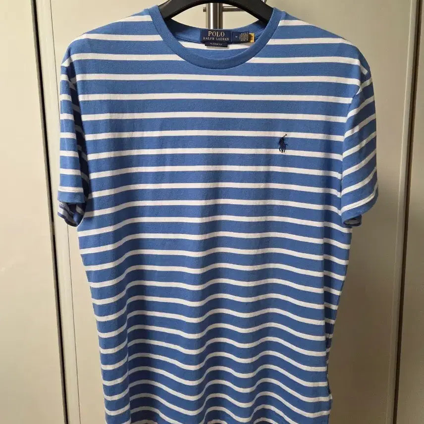 [BUNJANG] Polo Ralph Lauren Sky Blue Stripe Short Sleeve T-Shirt / 폴로 랄프로렌 스카이블루 스트라이프 반팔티