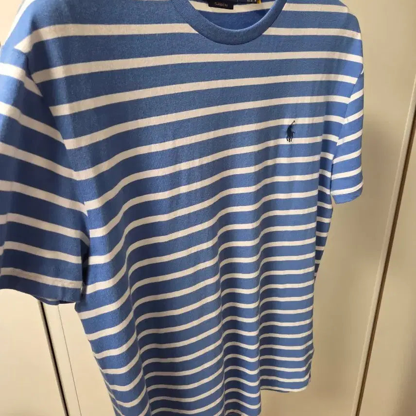 [BUNJANG] Polo Ralph Lauren Sky Blue Stripe Short Sleeve T-Shirt / 폴로 랄프로렌 스카이블루 스트라이프 반팔티