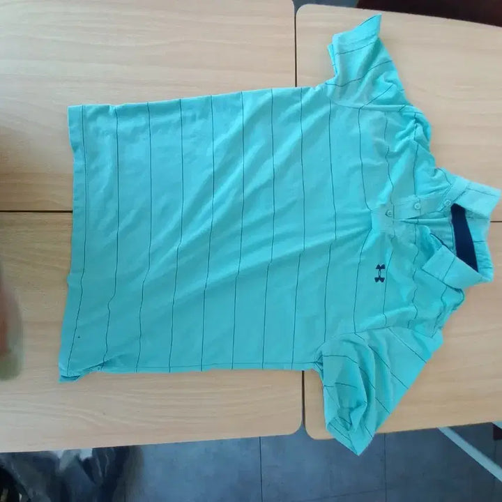 [BUNJANG] Under Armour Striped Short Sleeve Polo T-Shirt - Mint / 언더아머 스트라이프 반팔 카라 티셔츠 민트
