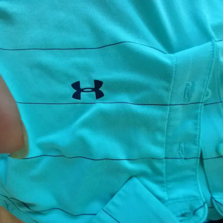[BUNJANG] Under Armour Striped Short Sleeve Polo T-Shirt - Mint / 언더아머 스트라이프 반팔 카라 티셔츠 민트