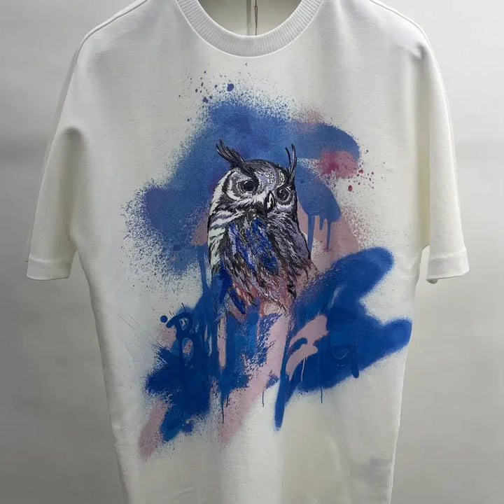 [BUNJANG] System Homme Graphic Owl Print Short Sleeve T-Shirt / 시스템옴므 원포인트 반팔티셔츠