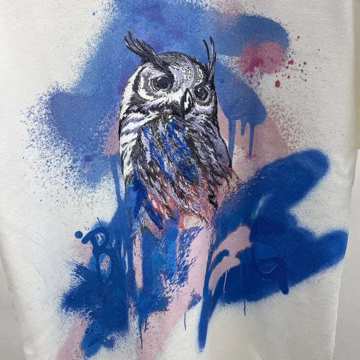 [BUNJANG] System Homme Graphic Owl Print Short Sleeve T-Shirt / 시스템옴므 원포인트 반팔티셔츠