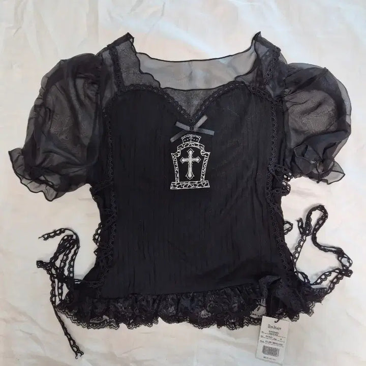 [BUNJANG] Dimmoire Gothic Tulle Top Black M / 딤모아르 고딕 튤 탑 블랙 M