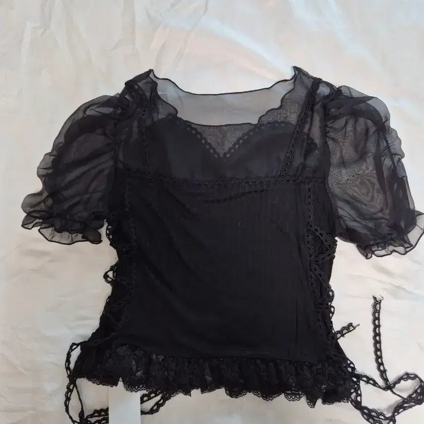 [BUNJANG] Dimmoire Gothic Tulle Top Black M / 딤모아르 고딕 튤 탑 블랙 M