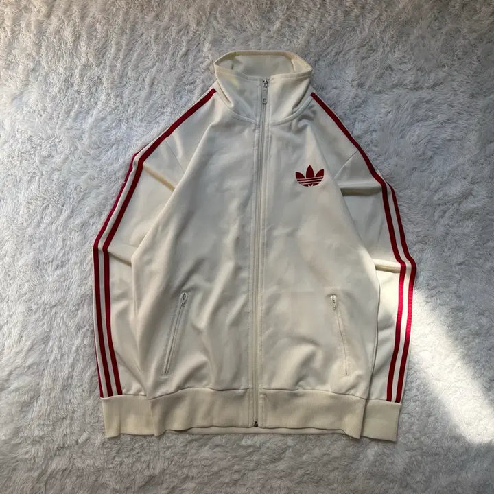 [BUNJANG] Adidas Firebird Track Top Jersey Ivory Red L / [극희귀] 아디다스 구형 파이어버드 아이보리 레드 트랙탑 져지 100 L