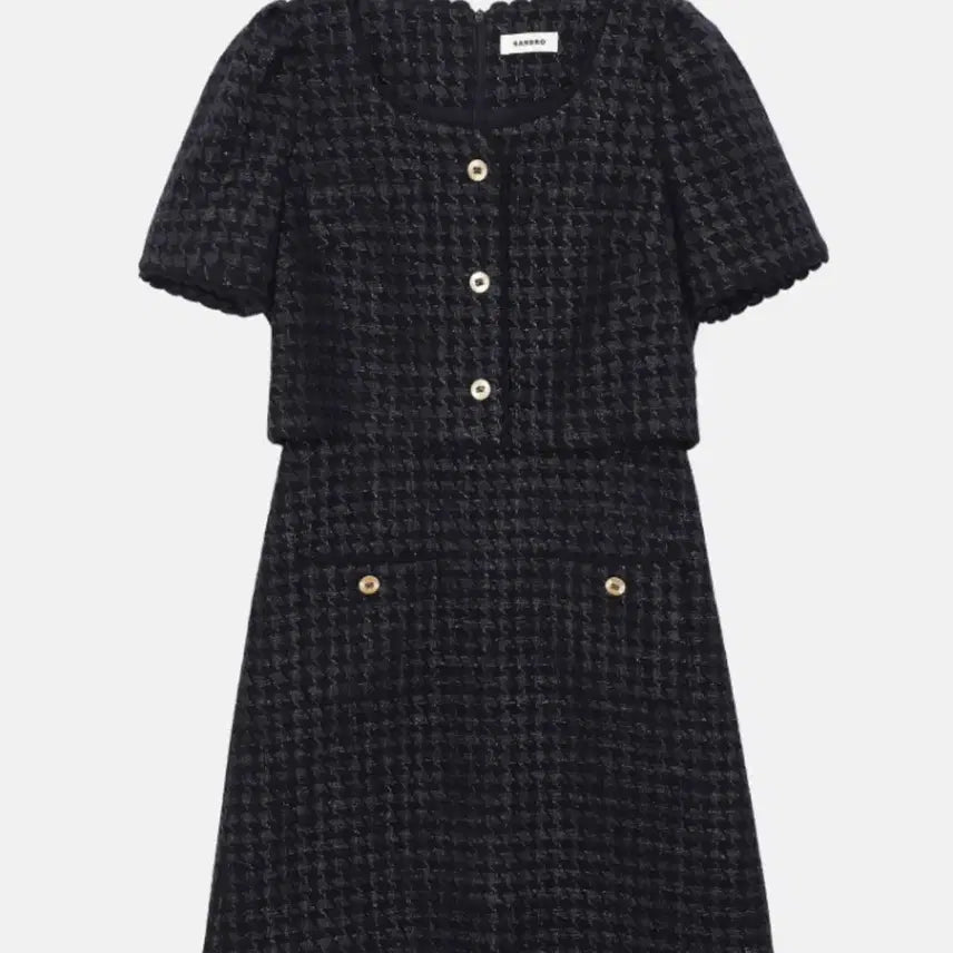 [BUNJANG] Sandro Tweed Check Mini Dress / 산드로 트위드 체크 미니 드레스