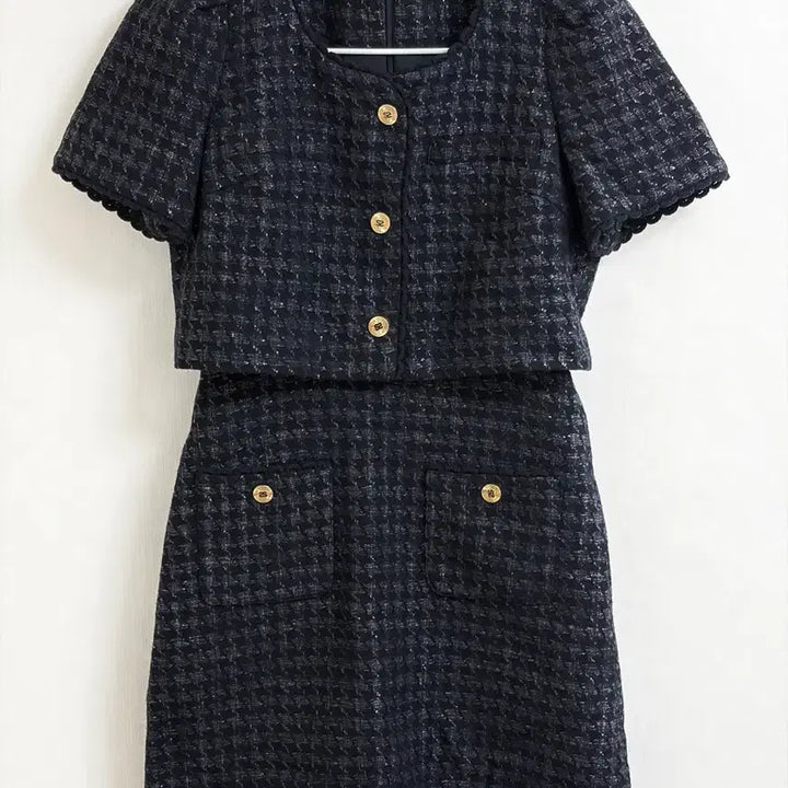 [BUNJANG] Sandro Tweed Check Mini Dress / 산드로 트위드 체크 미니 드레스