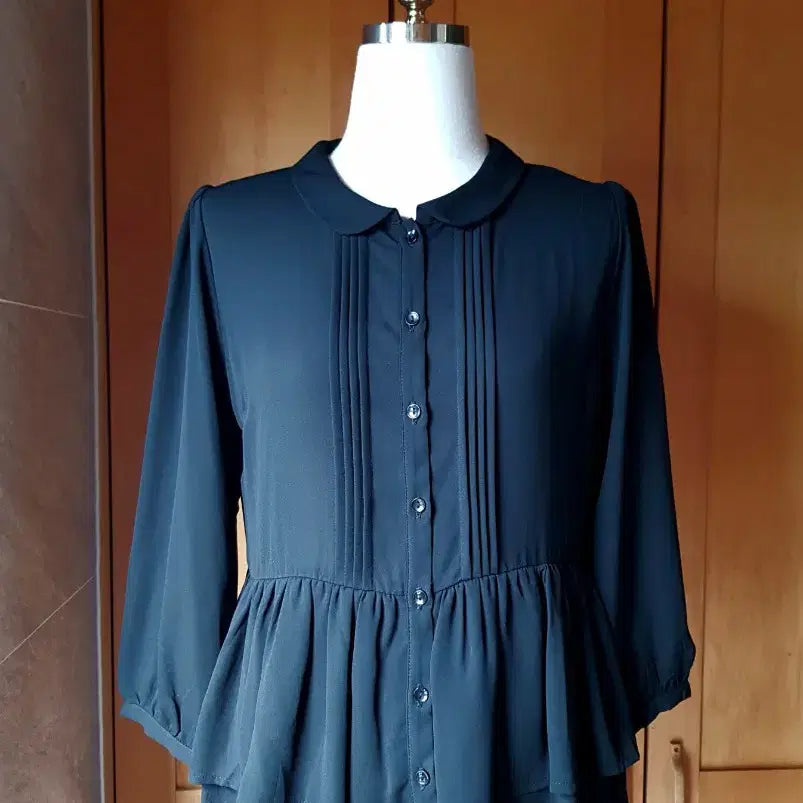 [BUNJANG] Black Puff Chiffon Short Blouse / 블랙 퍼프 쉬폰 숏 블라우스