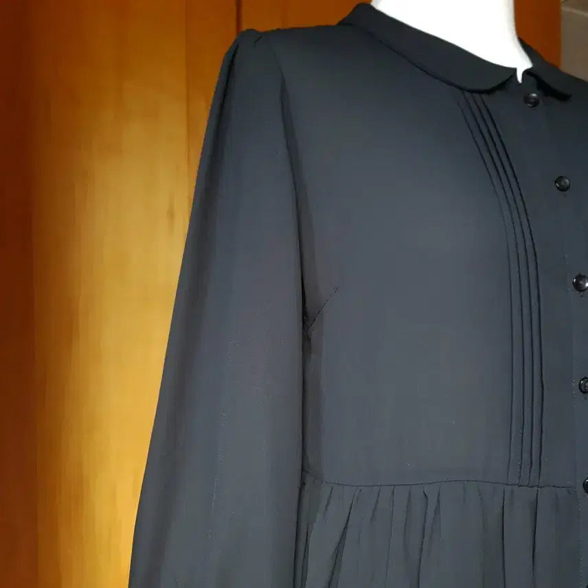 [BUNJANG] Black Puff Chiffon Short Blouse / 블랙 퍼프 쉬폰 숏 블라우스