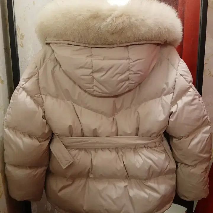 [BUNJANG] Plastic Island Hooded Short Padding with Fox Fur Trim (Ivory, S) / 7/26 플라스틱아일랜드 후드 여우털 숏패딩 아이보리 S