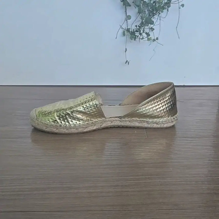 [BUNJANG] Jimmy Choo Gold Leather Espadrille Flats Size 38 / 지미추[정품]플랫슈즈[에스파듀]/38