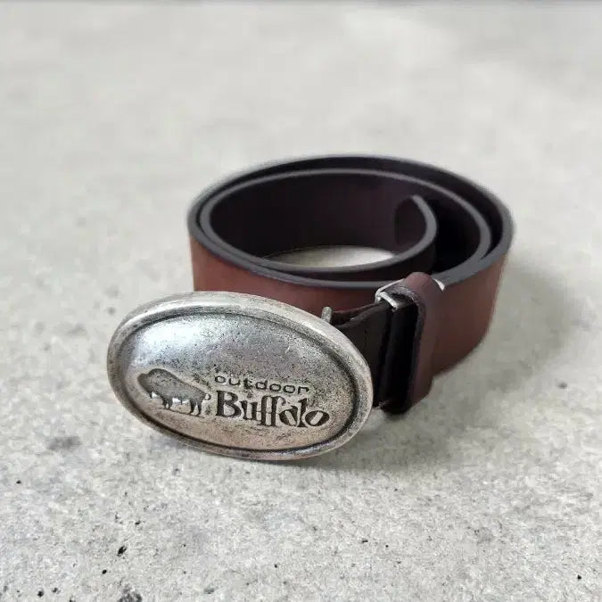 [BUNJANG] Buffalo Vintage Full Grain Leather Belt / 버팔로 빈티지 통가죽 벨트