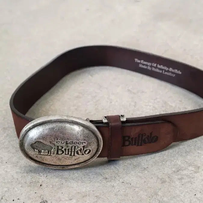 [BUNJANG] Buffalo Vintage Full Grain Leather Belt / 버팔로 빈티지 통가죽 벨트