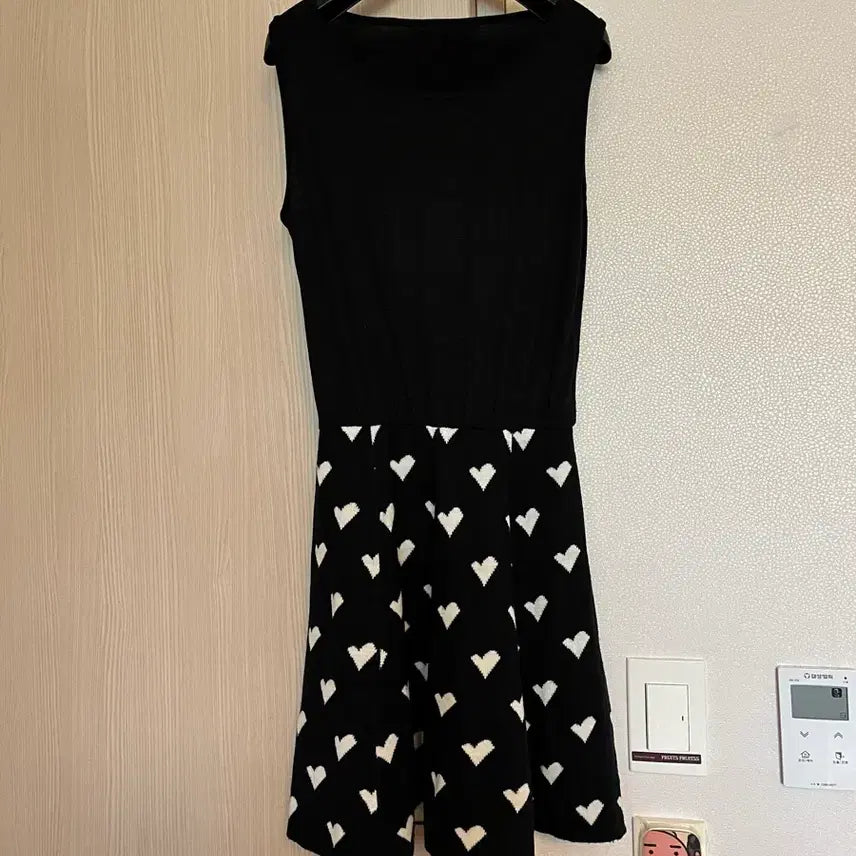 [BUNJANG] Black Heart Pattern Midi Dress / 블랙 하트 패턴 원피스