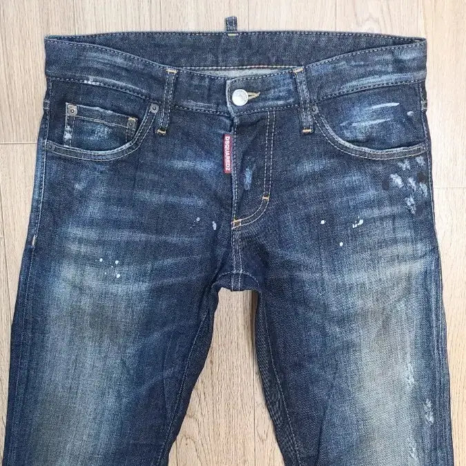 [BUNJANG] Dsquared2 Leather Patch Steel Logo Slim Fit Jeans / 정품 디스퀘어드 가죽패치 스틸로고 슬림진 청바지 44