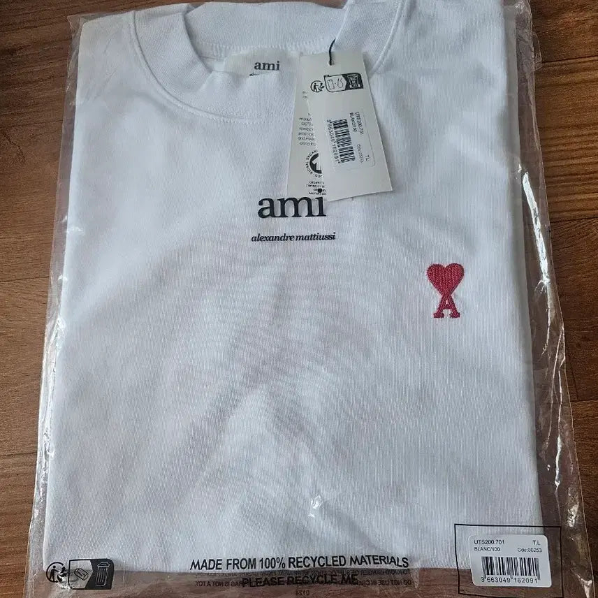 [BUNJANG] AMI Small Heart Logo Long Sleeve T-shirt White L / 아미 스몰 하트 로고 롱슬리브 L