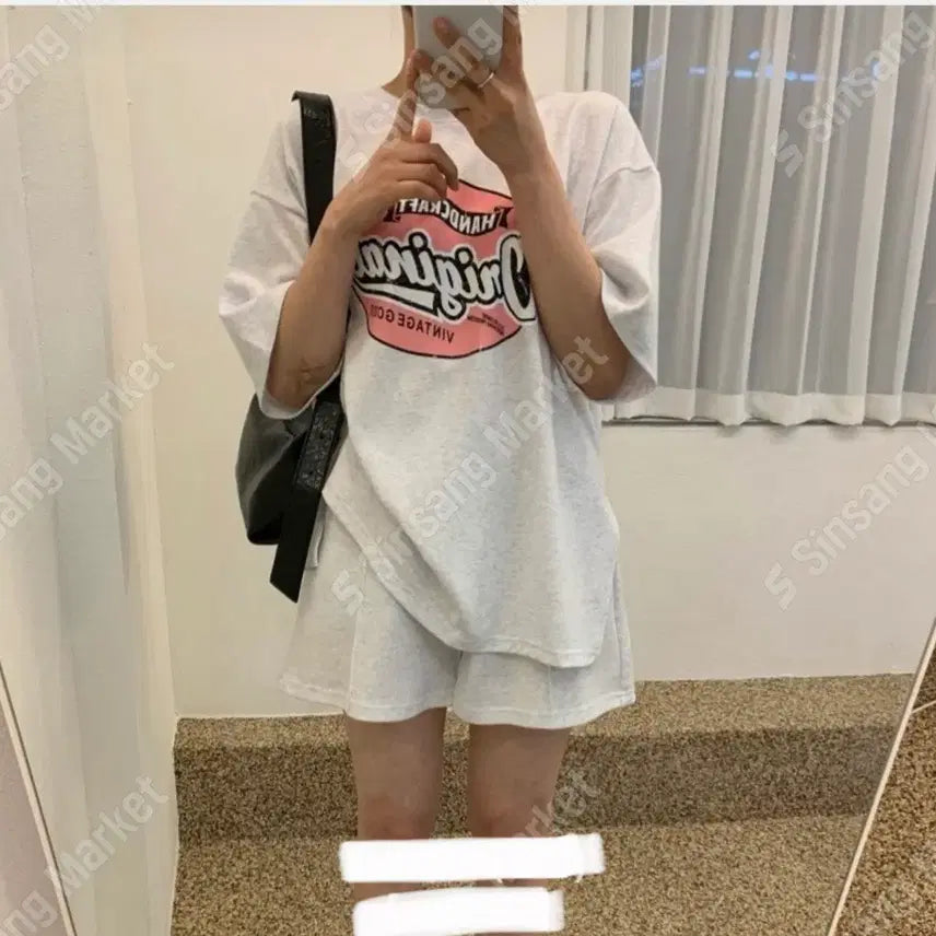 [BUNJANG] Original Lettering Short Sleeve Set (New) / 오리지널 레터링 반팔 세트 (새상품)