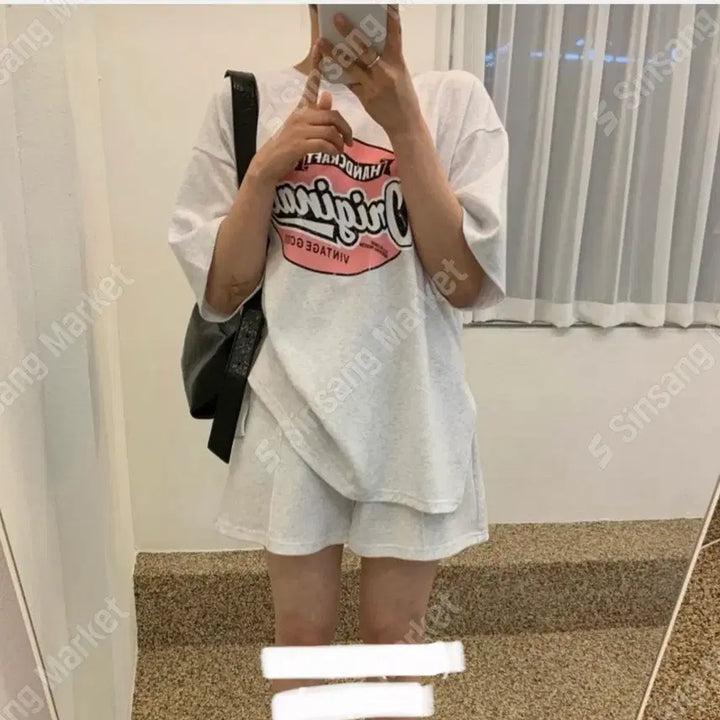 [BUNJANG] Original Lettering Short Sleeve Set (New) / 오리지널 레터링 반팔 세트 (새상품)