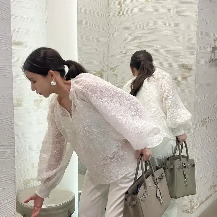 [BUNJANG] Assemblage Fleur Volume Blouse / 아상블라주 블라우스 새상품 fleur volume blouse 새상품