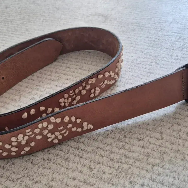 [BUNJANG] Vintage Embroidered Genuine Leather Belt (32-36 inches) / 빈티지 자수 소가죽 벨트 (32~36인치) 남성용 벨트
