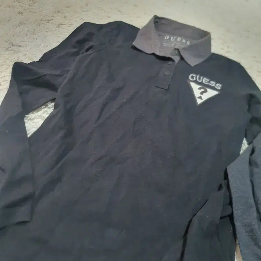 [BUNJANG] Guess Black Long Sleeve Polo T-Shirt Set / 게스 블랙 긴팔 카라티셔츠