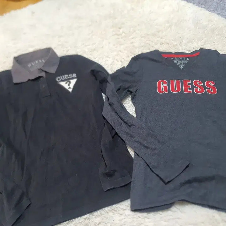 [BUNJANG] Guess Black Long Sleeve Polo T-Shirt Set / 게스 블랙 긴팔 카라티셔츠