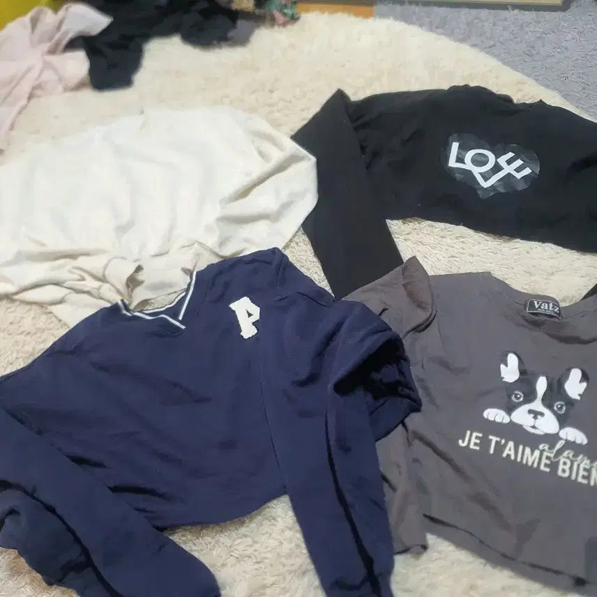 [BUNJANG] Crop Sweatshirts Set - 4 Designs / 일괄가격/다양한 디자인의 크롭 맨투맨 4종을 판매해요네이비, 블랙, 아