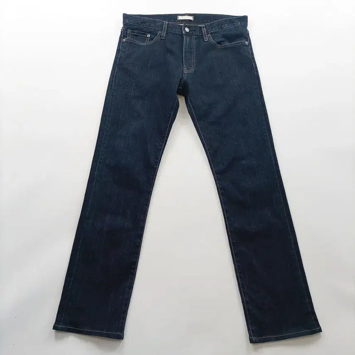 [BUNJANG] Uniqlo Straight Fit Spandex Denim Pants Size 32 / 유니클로 청바지 사이즈32 진청 일자 스판 남자 남성 데님팬츠 B0236