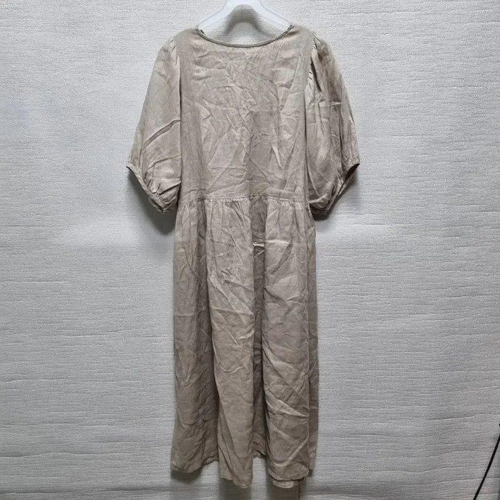 [BUNJANG] Puff Sleeve Long Dress - Beige / w323 퍼프 반팔 롱 원피스