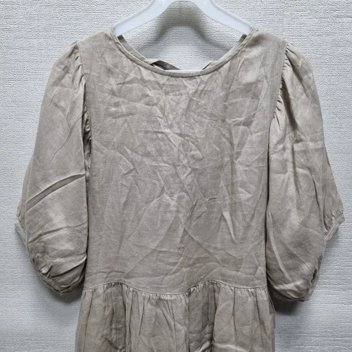 [BUNJANG] Puff Sleeve Long Dress - Beige / w323 퍼프 반팔 롱 원피스