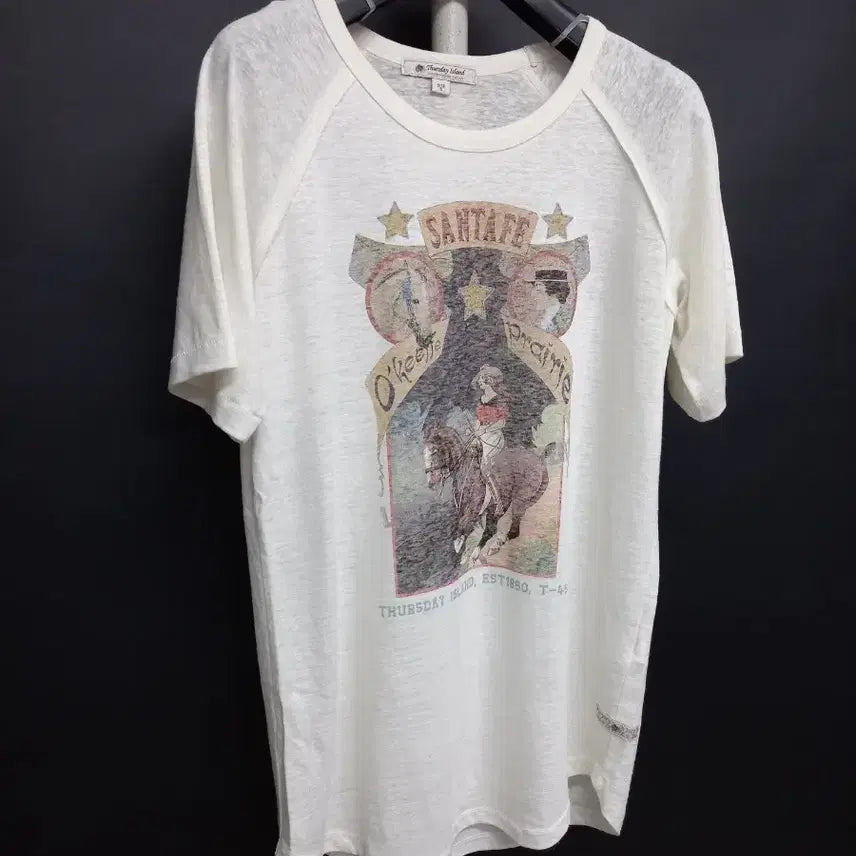 [BUNJANG] Thursday Island Linen Blend Short Sleeve T-Shirt Ivory Size S / 새 써스데이아일랜드 춘하 마 반팔티셔츠 55