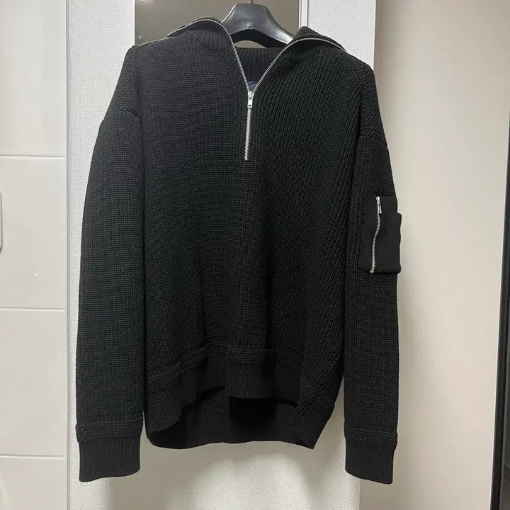 [BUNJANG] JUUN.J 25SS Tikala Half-Zip Pullover Knit Black / 준지