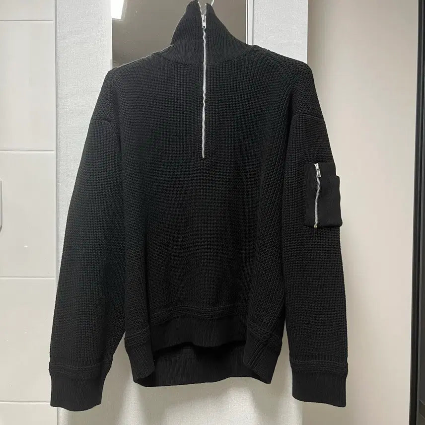 [BUNJANG] JUUN.J 25SS Tikala Half-Zip Pullover Knit Black / 준지