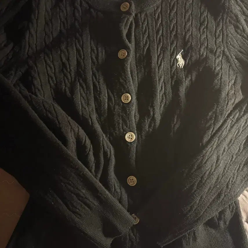 [BUNJANG] Polo Ralph Lauren Black Cable Knit Cardigan / 폴로 검정 가디건