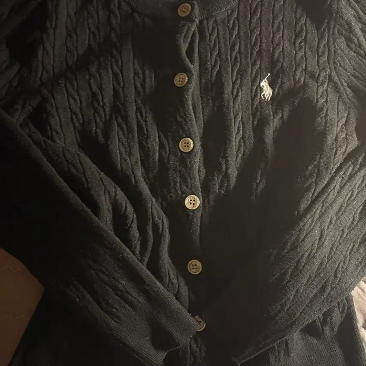 [BUNJANG] Polo Ralph Lauren Black Cable Knit Cardigan / 폴로 검정 가디건