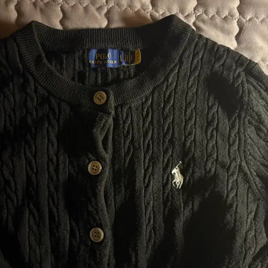 [BUNJANG] Polo Ralph Lauren Black Cable Knit Cardigan / 폴로 검정 가디건