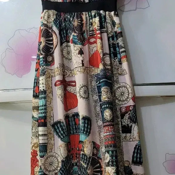 [BUNJANG] Sleeveless Pattern Long Dress Size 66 / 패턴 롱 원피스 민소매 66사이즈