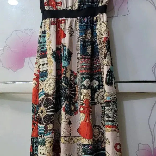[BUNJANG] Sleeveless Pattern Long Dress Size 66 / 패턴 롱 원피스 민소매 66사이즈