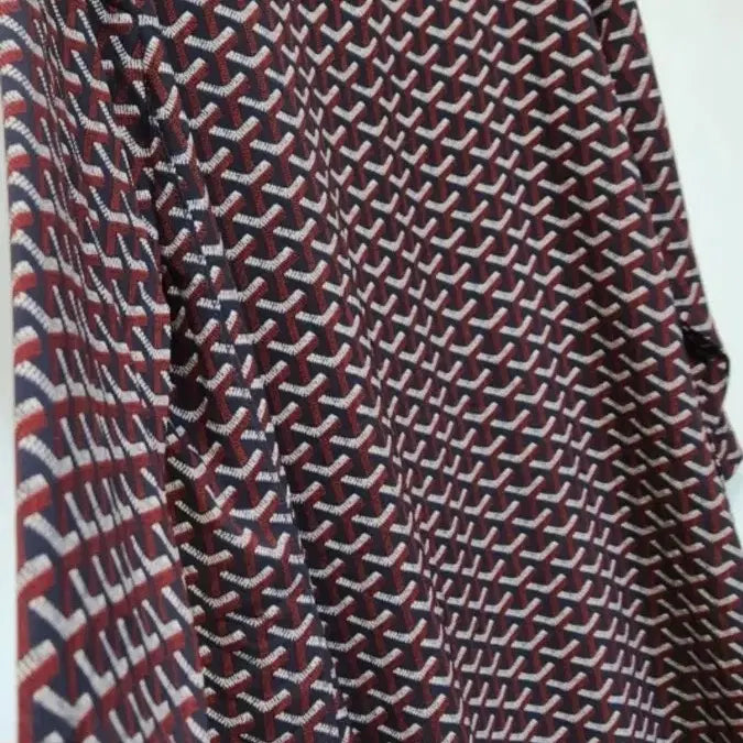 [BUNJANG] Goyard Pattern 3/4 Sleeve Dress Burgundy / 고야드 패턴 칠부 원피스 버건디
