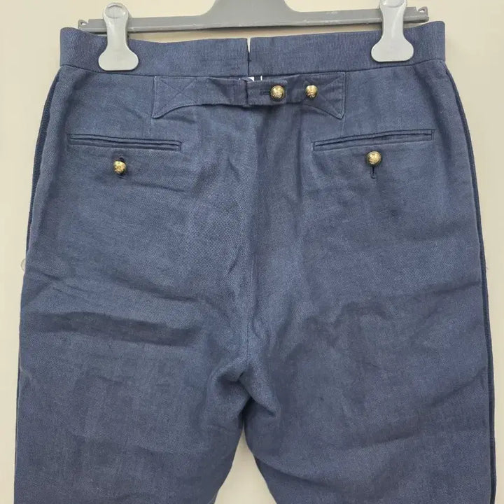 [BUNJANG] Thom Browne Navy Gold Button Linen Shorts / 톰브라운 네이비 금장 버튼 반바지