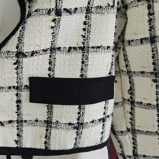 [BUNJANG] Tweed Check Jacket with Attached Blouse / 트위드 체크 자켓 + 블라우스