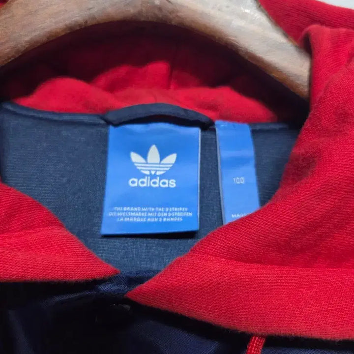 [BUNJANG] Adidas Hooded Coach Jacket Navy/Red / (100)  아디다스 후드 코치 자켓 네이비/레드