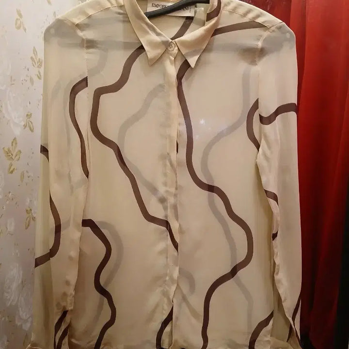 [BUNJANG] Emporio Armani Pattern See-Through Blouse XS / 엠포리오 아르마니 패턴 시스루 블라우스 XS