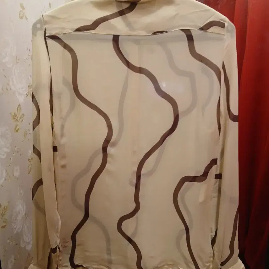 [BUNJANG] Emporio Armani Pattern See-Through Blouse XS / 엠포리오 아르마니 패턴 시스루 블라우스 XS