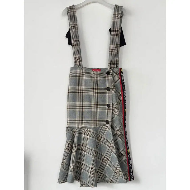 [BUNJANG] LUCKY CHOUETTE Check Overall Skirt / 럭키슈에뜨 오버롤 체크 스커트