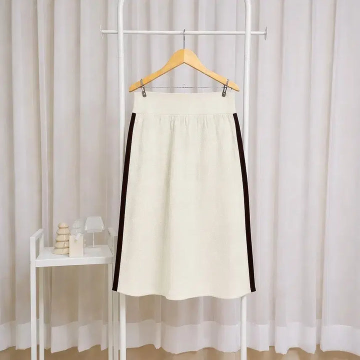 [BUNJANG] Side Panel Colorblock Knit Skirt / 사이드 배색 밴딩 봄여름 니트 스커트