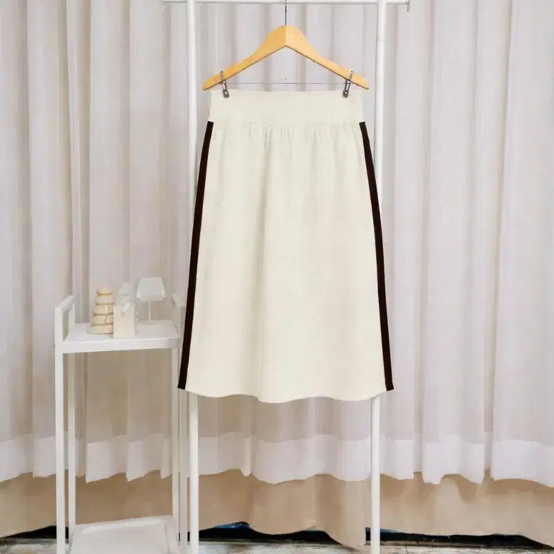 [BUNJANG] Side Panel Colorblock Knit Skirt / 사이드 배색 밴딩 봄여름 니트 스커트