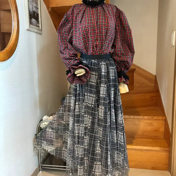 [BUNJANG] Check Pattern Blouse / 체크 패턴 블라우스